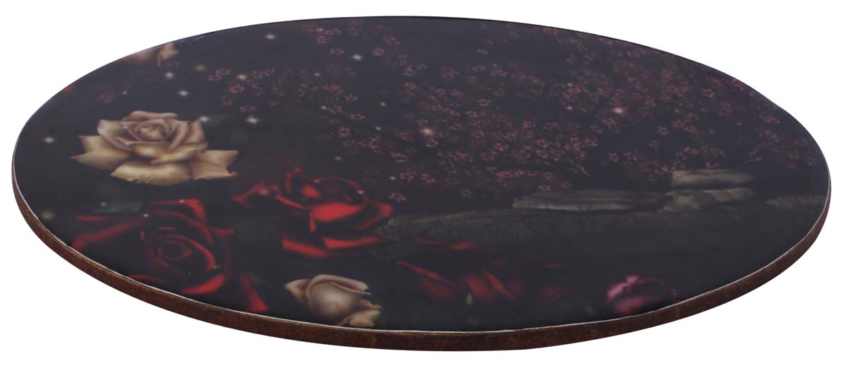 7” Hand-Crafted Trivet in MDF - Hand-Enameled with Floral Art on Black - Kitchen Essentials / Serve Ware from India - Buy in Bulk Wholesale